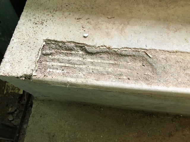 grit removed from stair nosing